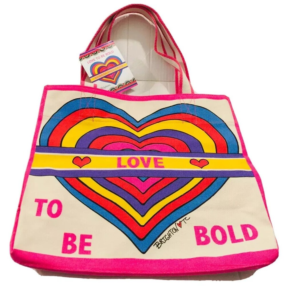 NWT BRIGHTON LOVE TO BE BOLD SHOULDER SHOPPING TRAVEL BAG  MULTICOLOR CANVAS